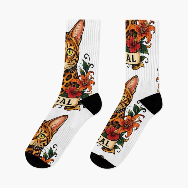 Item preview, Bengal Cat Tiger Lily Tattoo Art designed and sold by Old's Cool Cat Studio.