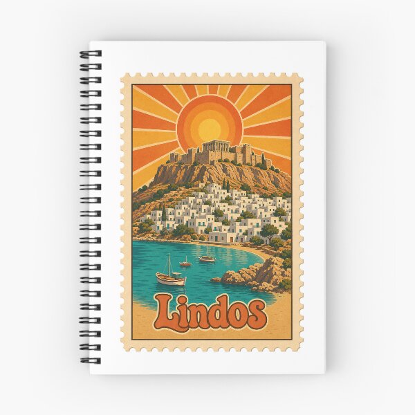 Item preview, Lindos Greece Travel Souvenir Stamp Art designed and sold by VisualArtsOasis.