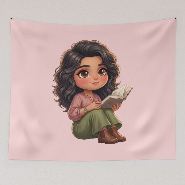 Item preview, Cozy Boho Chibi Girl Reading A Book designed and sold by taogiauco.