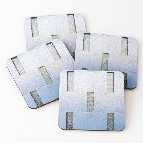 Item preview, Blue Textured Wall With Vertical Glass Windows Creating Modern Geometric Pattern designed and sold by Nmallia.