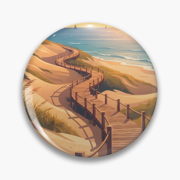 Item preview, Scenic wooden boardwalk winding through sand dunes to the ocean at sunset designed and sold by homydesign.