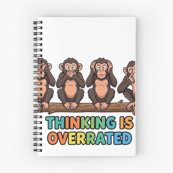 Item preview, Thinking Is Overrated Funny Monkey Meme designed and sold by Surviving Monday Club.