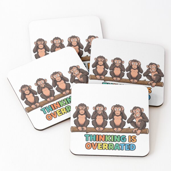Item preview, Thinking Is Overrated Funny Monkey Meme designed and sold by Surviving Monday Club.