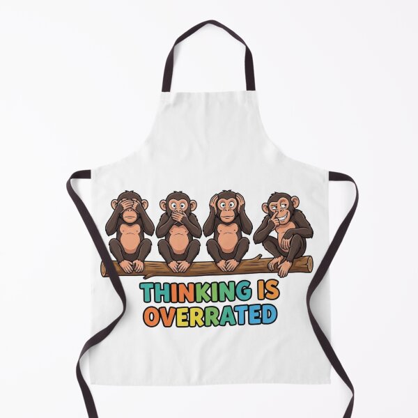 Item preview, Thinking Is Overrated Funny Monkey Meme designed and sold by Surviving Monday Club.