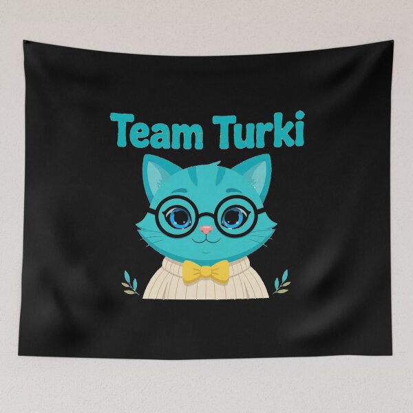 Item preview, Team Turki Turquoise Cat with Glasses designed and sold by Turki & Tres Colores.
