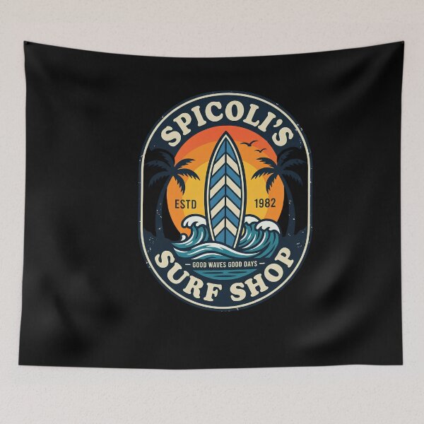 Item preview, Spicoli's Surf Shop Vintage Estd 1982 Surfing Beach Ocean Waves designed and sold by w66aboo.