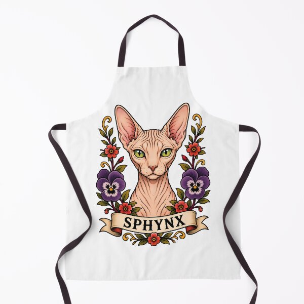 Item preview, Sphynx Cat Vintage Floral Tattoo Art designed and sold by Old's Cool Cat Studio.