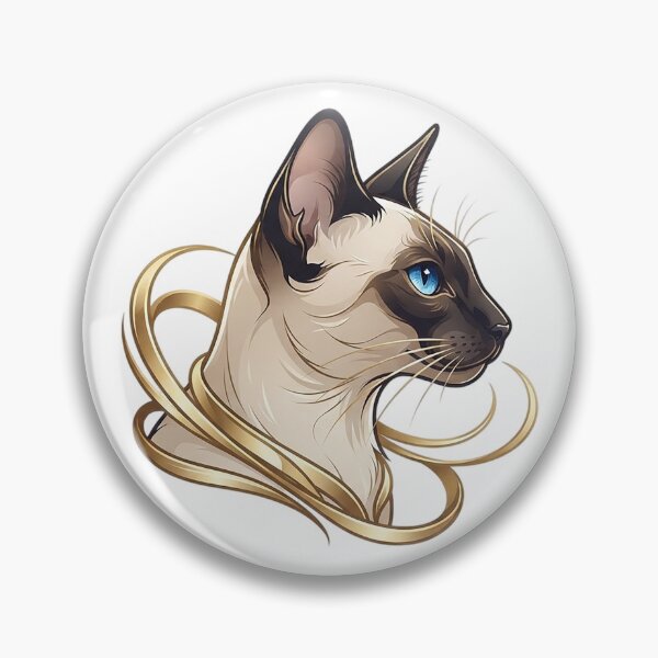 Item preview, Elegant Siamese Cat with Golden Ribbons Vector Design - Luxury Pet Portrait and Illustration designed and sold by Nubian Style.