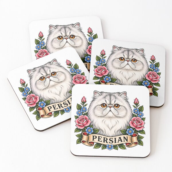 Item preview, Persian Cat Vintage Rose Tattoo Art designed and sold by Old's Cool Cat Studio.