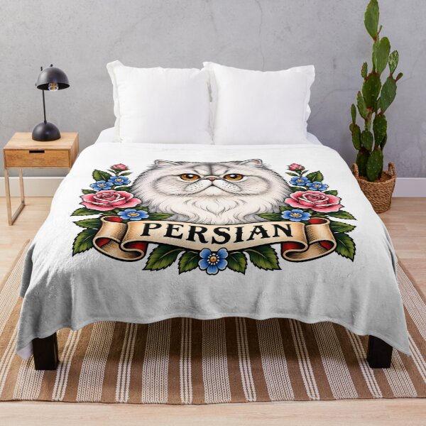 Item preview, Persian Cat Vintage Rose Tattoo Art designed and sold by Old's Cool Cat Studio.
