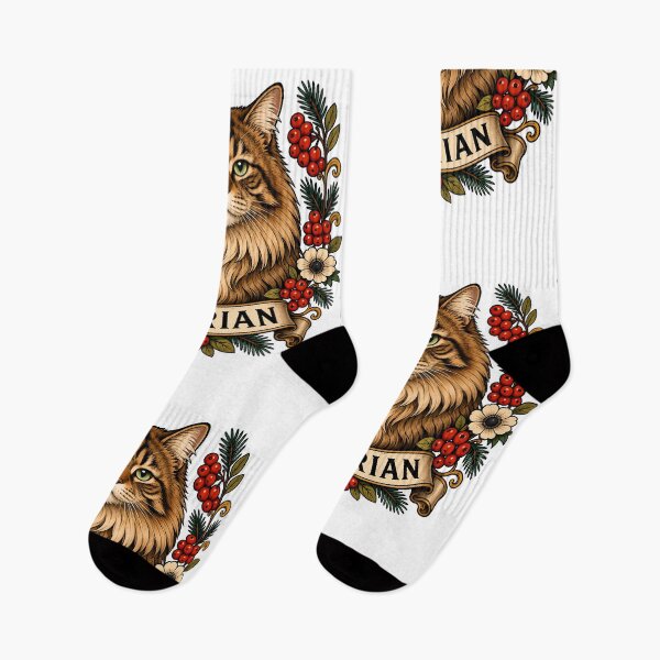 Item preview, Siberian Cat Vintage Forest Tattoo Art designed and sold by Old's Cool Cat Studio.