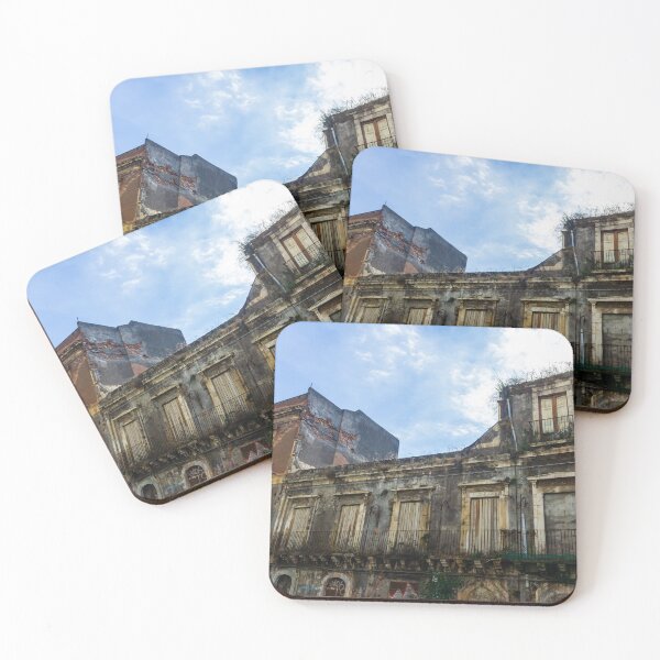Item preview, Abandoned Historic Building With Crumbling Facade And Graffiti In Urban Street Scene designed and sold by Nmallia.