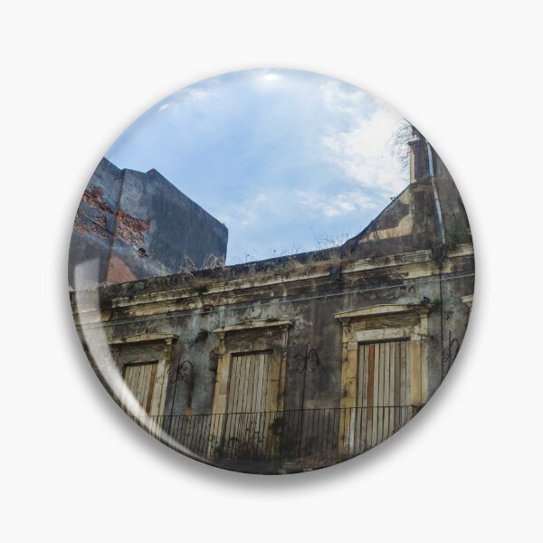 Item preview, Abandoned Historic Building With Crumbling Facade And Graffiti In Urban Street Scene designed and sold by Nmallia.