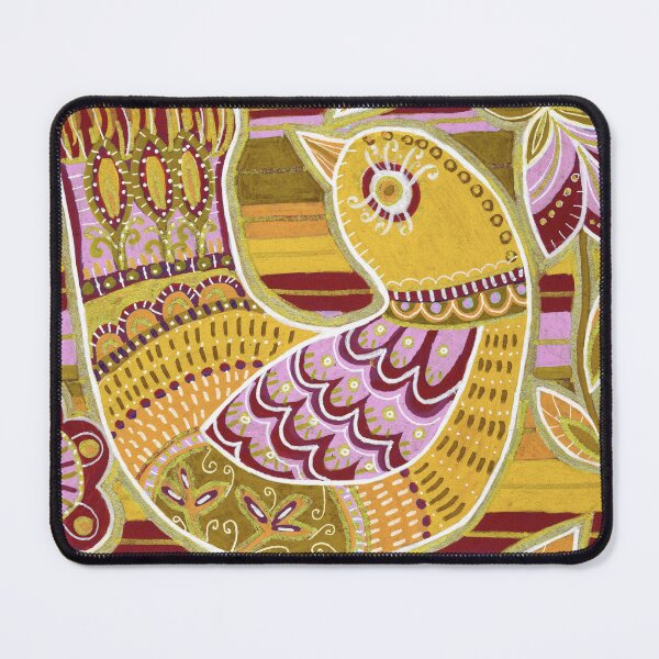 Item preview, Mustard Folk Bird Botanical Pattern designed and sold by Fani*.