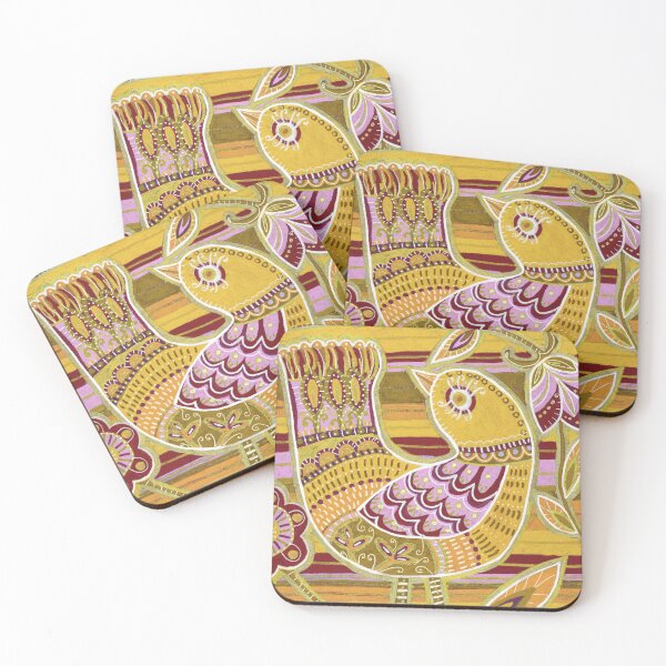 Item preview, Mustard Folk Bird Botanical Pattern designed and sold by Fani*.