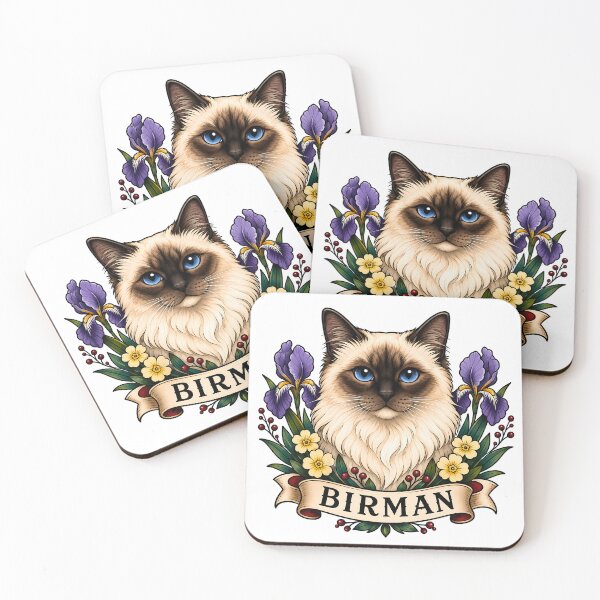 Item preview, Burmese Cat Vintage Floral Tattoo Art designed and sold by Old's Cool Cat Studio.
