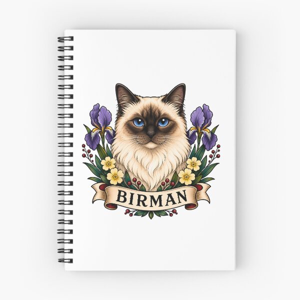 Item preview, Burmese Cat Vintage Floral Tattoo Art designed and sold by Old's Cool Cat Studio.