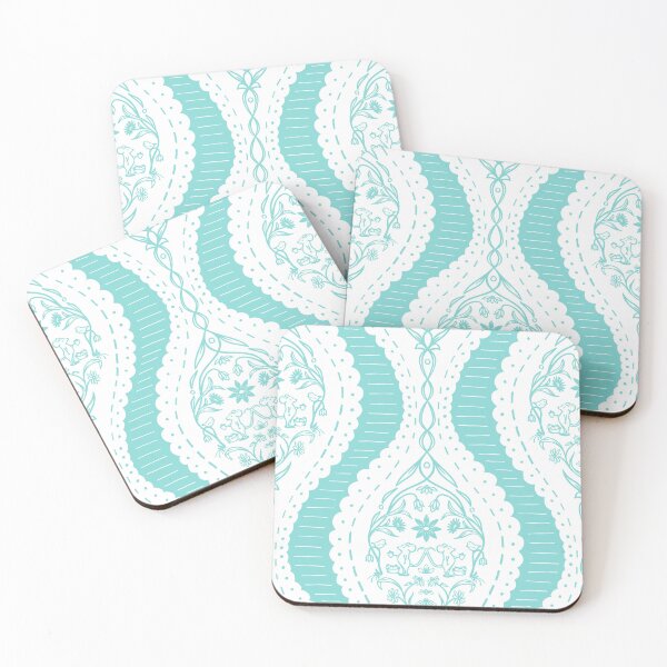 Item preview, Whimsical Teal Mouse Damask Pattern designed and sold by Flora-and-Fable.