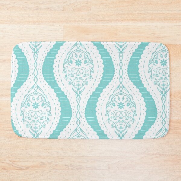 Item preview, Whimsical Teal Mouse Damask Pattern designed and sold by Flora-and-Fable.