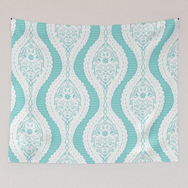 Item preview, Whimsical Teal Mouse Damask Pattern designed and sold by Flora-and-Fable.