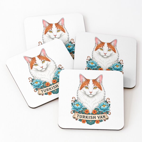 Item preview, urkish Van Cat Vintage Lotus Tattoo Art designed and sold by Old's Cool Cat Studio.