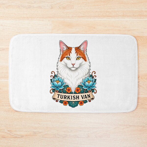 Item preview, urkish Van Cat Vintage Lotus Tattoo Art designed and sold by Old's Cool Cat Studio.