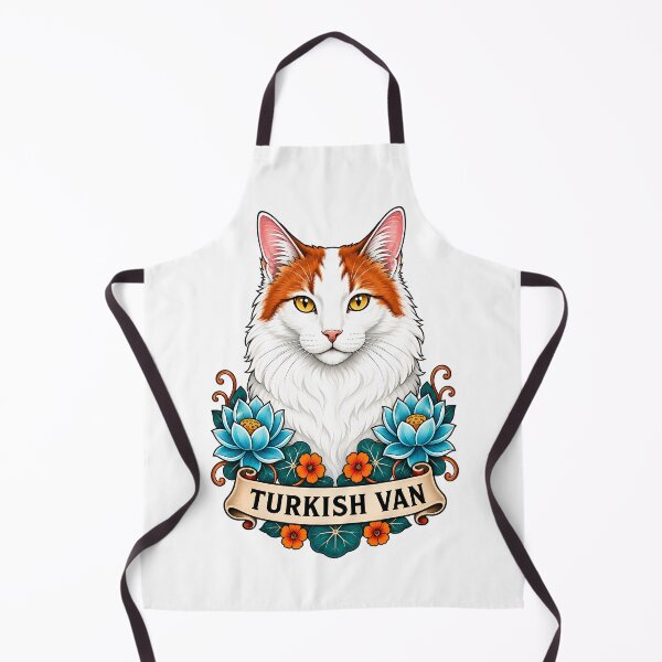 Item preview, urkish Van Cat Vintage Lotus Tattoo Art designed and sold by Old's Cool Cat Studio.