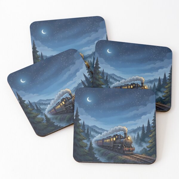 Item preview, Vintage Steam Train Night Forest Railway designed and sold by Herodestroyer.