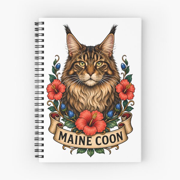Item preview, Maine Coon Cat Vintage Botanical Tattoo Art designed and sold by Old's Cool Cat Studio.