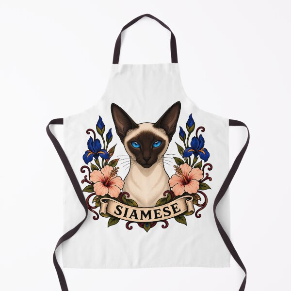 Aperçu de l'œuvre Siamese Cat Vintage Floral Tattoo Art créée et vendue par Old's Cool Cat Studio.