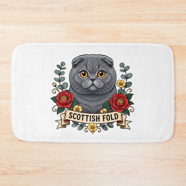 Item preview, Scottish Fold Cat Vintage Tattoo Art designed and sold by Old's Cool Cat Studio.