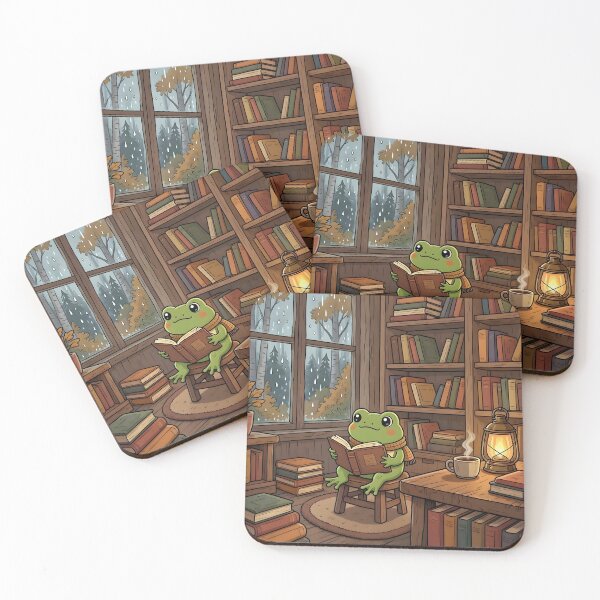 Item preview, Cozy Frog Reading Book Rainy Library designed and sold by Herodestroyer.