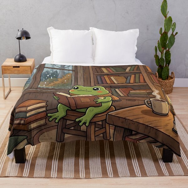 Item preview, Cozy Frog Reading Book Rainy Library designed and sold by Herodestroyer.