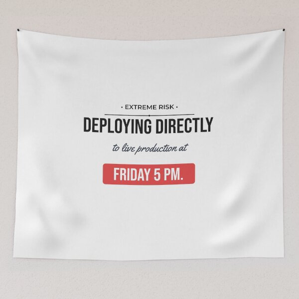 Item preview, Deploying On Friday 5 PM Funny DevOps Meme designed and sold by Life&Art.