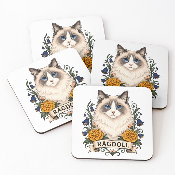 Item preview, Ragdoll Cat Vintage Botanical Tattoo Art designed and sold by Old's Cool Cat Studio.