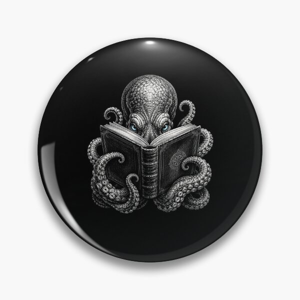 Item preview, octopus reading book surreal gothic ink illustration designed and sold by ROUX-ART.