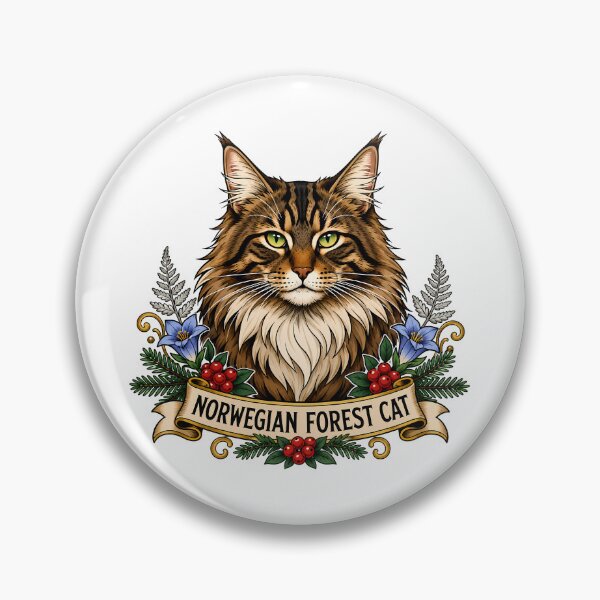Item preview, Norwegian Forest Cat Vintage Tattoo Art designed and sold by Old's Cool Cat Studio.
