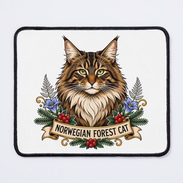 Item preview, Norwegian Forest Cat Vintage Tattoo Art designed and sold by Old's Cool Cat Studio.