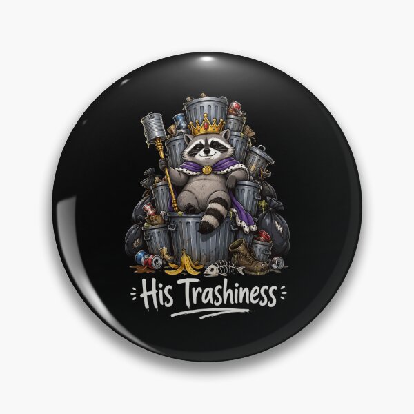 Item preview, trash king raccoon with crown and trash cans designed and sold by ROUX-ART.