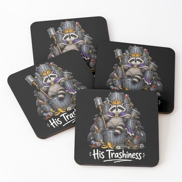 Item preview, trash king raccoon with crown and trash cans designed and sold by ROUX-ART.