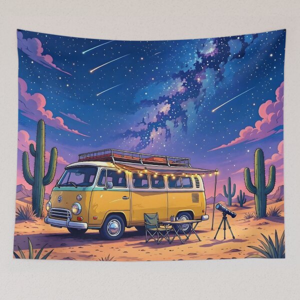 Item preview, Yellow Camper Van Desert Stargazing Milky Way designed and sold by Herodestroyer.