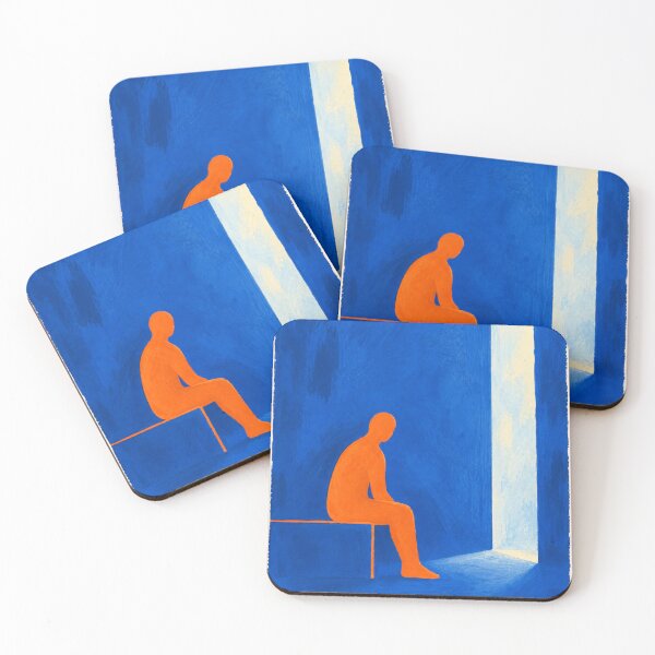 Item preview, 'Waiting for Day' — Blue & Orange Emotional Figurative Art designed and sold by Moodzu.