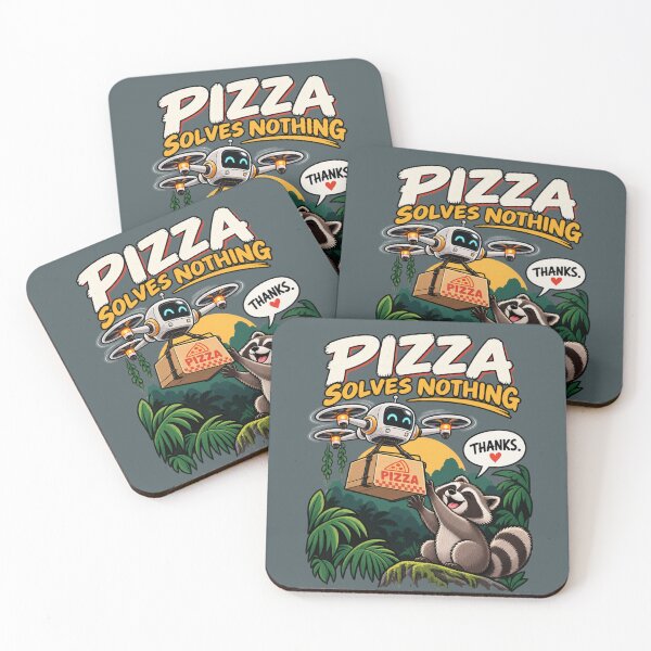 Item preview, Pizza Solves Nothing – Raccoon Pizza Delivery Drone Funny Sarcastic Animal designed and sold by HOUSE OF TIST.