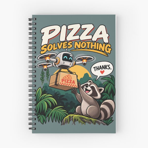 Item preview, Pizza Solves Nothing – Raccoon Pizza Delivery Drone Funny Sarcastic Animal designed and sold by HOUSE OF TIST.
