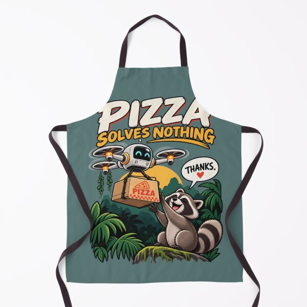 Item preview, Pizza Solves Nothing – Raccoon Pizza Delivery Drone Funny Sarcastic Animal designed and sold by HOUSE OF TIST.