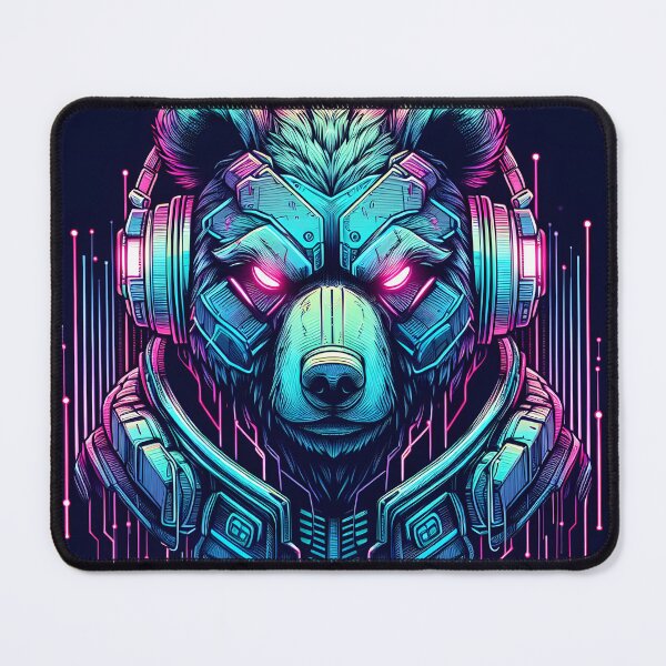 Item preview, Cyberpunk Bear as a Cyborg Variant – Neon Animal Design designed and sold by CyberGlow Designs.