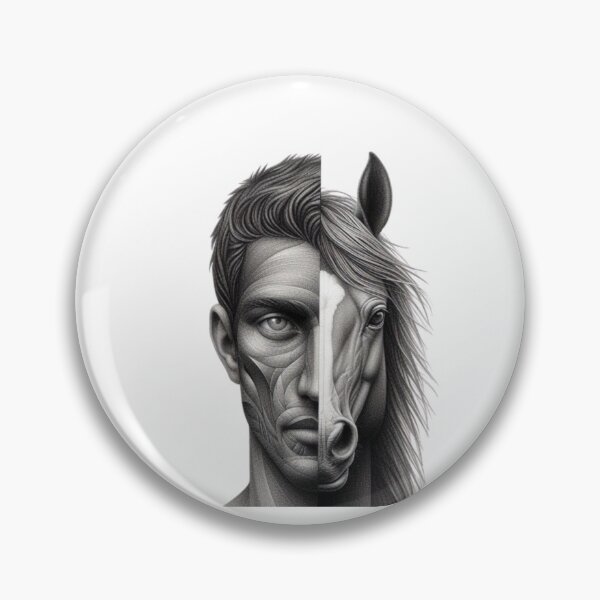 Item preview, Half Man Half Horse Surreal Split Portrait Art designed and sold by UrbanKosi.