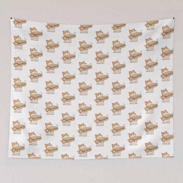 Item preview, Funny Cat Carrying Giant Pizza Box | Cute Food Lover Cat designed and sold by Catchy-Couture.