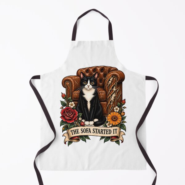 Item preview, The Sofa Started It Tuxedo Cat Tattoo designed and sold by Old's Cool Cat Studio.
