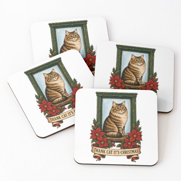Item preview, Thank Cat Its Christmas Vintage Tattoo Art designed and sold by Old's Cool Cat Studio.